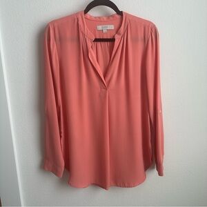 LOFT Women's Coral Long Sleeve Blouse